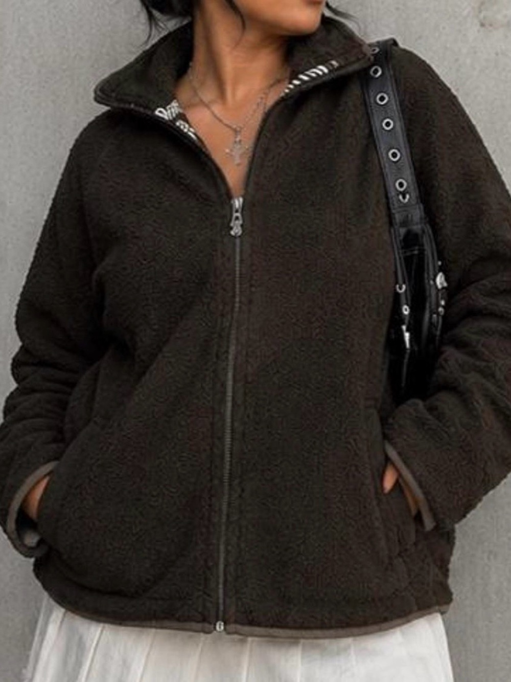Volcom Brown Women's Sherpa Zip Jacket
